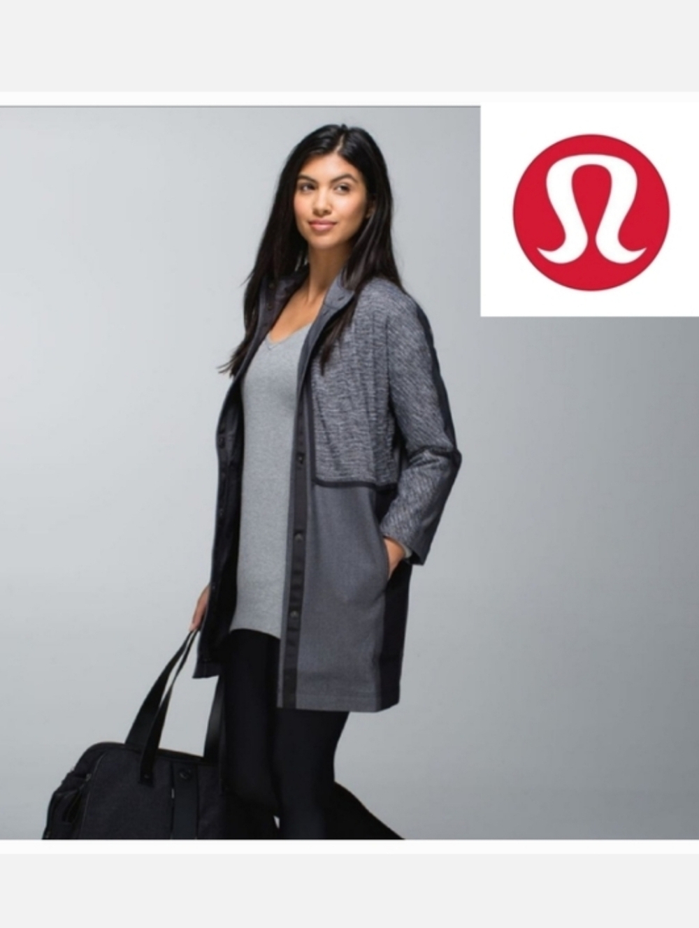 Lululemon Cocoon Car Coat Jacket Black/Coco Pique Black/Shine Dot Sz S-M